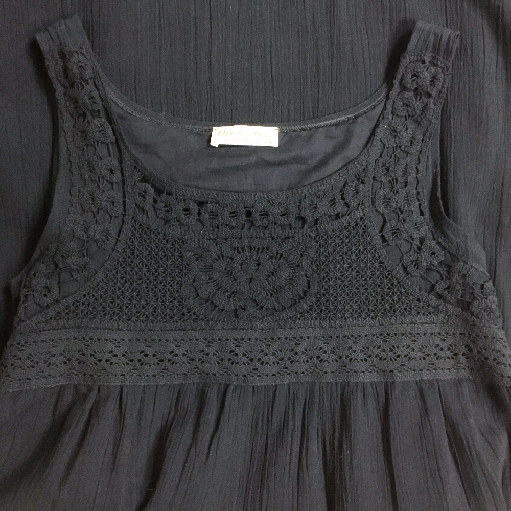 Black BOHO Tent Style Sun Dress w/ Crochet Detail